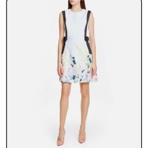 Ted Baker London Marzy White Floral Dress with Black Accents